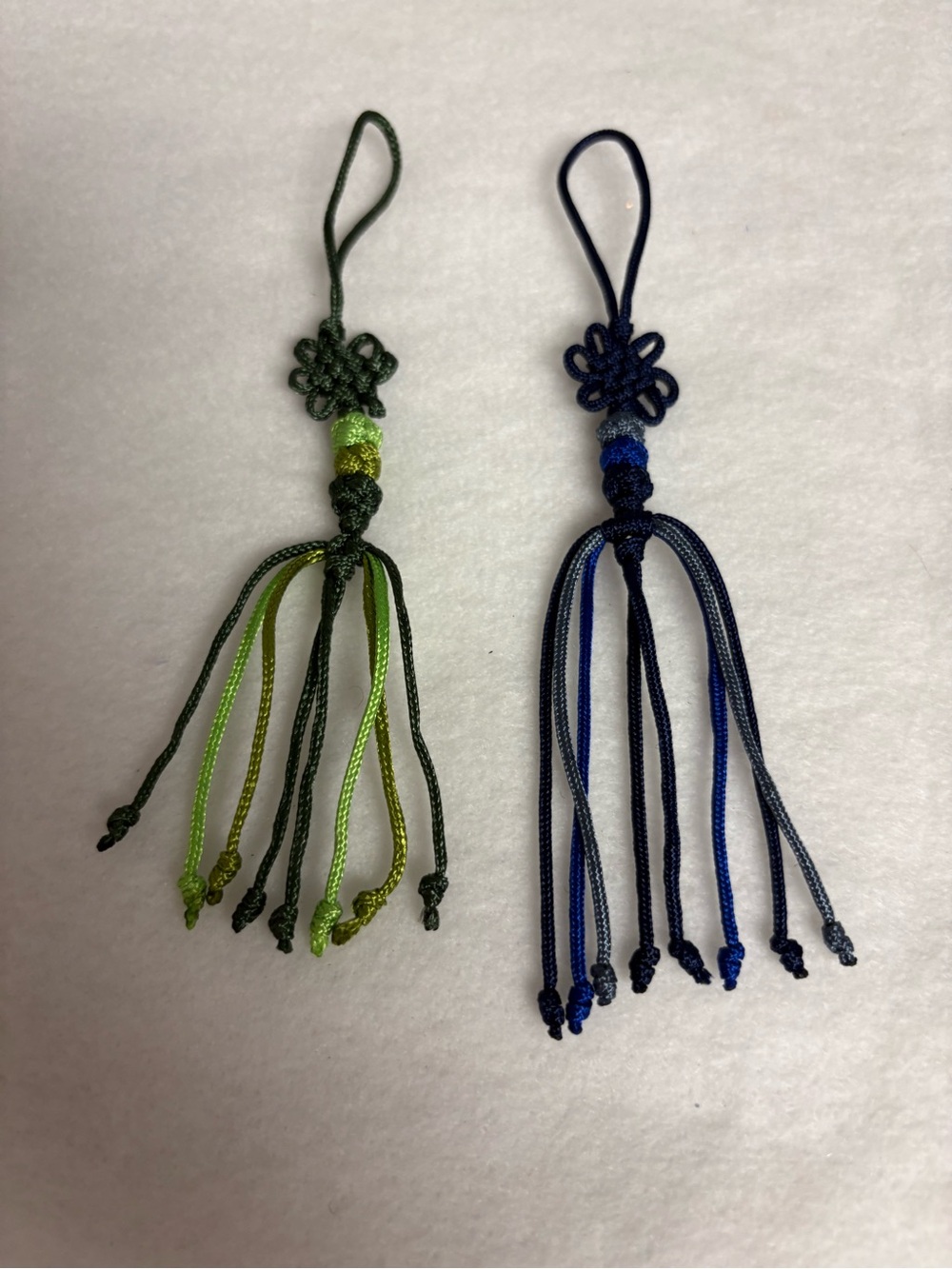 Set of 2 Green & Blue Korean Mini Norigae Knot Tassel